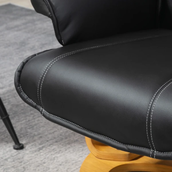 Relaxstoel met ligfunctie tv stoel ligstoel draaibaar tot 150 kg, kunstleer zwart, inclusief ottomaanse voor optimaal comfort 9
