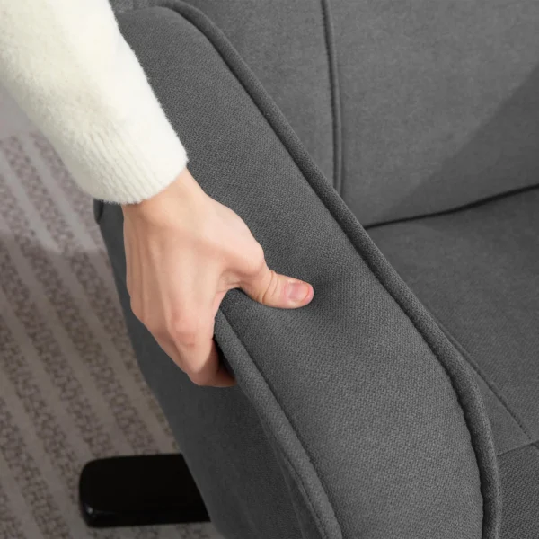 Relaxstoel met voetenbank, 360° draaibare televisiestoel met verstelbare rugleuning, ligfunctie, schommelfunctie, tv stoel met fluweelachtige uitstraling, hoofdsteun voor woonkamer, donkergrijs 10