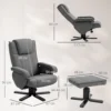 Relaxstoel met voetenbank, 360° draaibare televisiestoel met verstelbare rugleuning, ligfunctie, schommelfunctie, tv stoel met fluweelachtige uitstraling, hoofdsteun voor woonkamer, donkergrijs 4