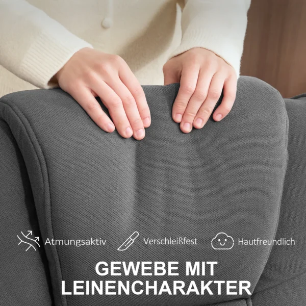 Relaxstoel met voetenbank, 360° draaibare televisiestoel met verstelbare rugleuning, ligfunctie, schommelfunctie, tv stoel met fluweelachtige uitstraling, hoofdsteun voor woonkamer, donkergrijs 8