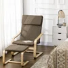 Relaxstoel met voetenbank, oorfauteuil met kruk, eetkamerstoel, linnen bekleding, bruin, 67x72x100 cm, comfortabel voor woonkamer 2