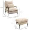 Relaxstoel met voetenbank stoel met verstelbare rugleuning, ligfunctie, kussen, moderne loungestoel gestoffeerde stoel met koord uiterlijk voor woonkamer tot 180 kg belastbaar, beige 4