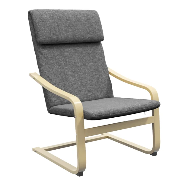 Relaxstoel ruststoel met hoofdkussen schommelstoel eetkamerstoel linnenlook donkergrijs berkenhout 66,5x80x99cm voor woonkamer 1