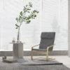 Relaxstoel ruststoel met hoofdkussen schommelstoel eetkamerstoel linnenlook donkergrijs berkenhout 66,5x80x99cm voor woonkamer 2