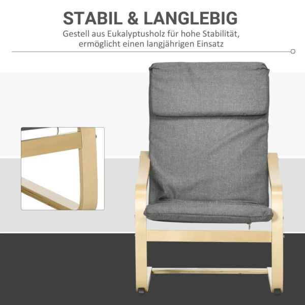 Relaxstoel ruststoel met hoofdkussen schommelstoel eetkamerstoel linnenlook donkergrijs berkenhout 66,5x80x99cm voor woonkamer 6