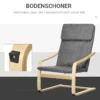 Relaxstoel ruststoel met hoofdkussen schommelstoel eetkamerstoel linnenlook donkergrijs berkenhout 66,5x80x99cm voor woonkamer 7