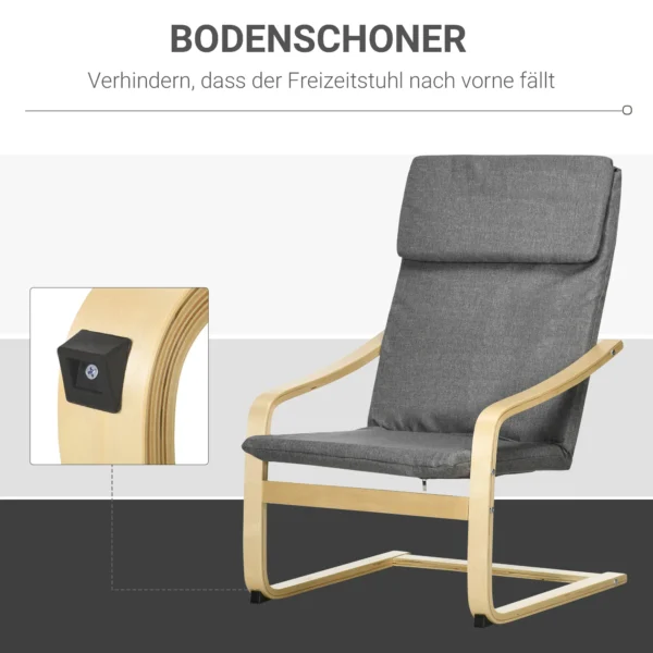 Relaxstoel ruststoel met hoofdkussen schommelstoel eetkamerstoel linnenlook donkergrijs berkenhout 66,5x80x99cm voor woonkamer 7