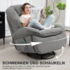 Relaxstoel, tv stoel met ligfunctie, schommelfunctie, draaibare tv stoel met voetensteun, zijtas, chenille look voor woonkamer, tot 150 kg, donkergrijs 6
