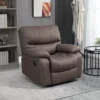 Relaxstoel, tv stoel met ligfunctie, tv stoel met gevoerd voetgedeelte ligstoel, ruststoel met microvezelbekleding in lederlook, tot 150 kg belastbaar voor woonkamer, bruin 2