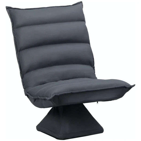 Relaxstoel vloersofa 360° draaibaar met 5 traps verstelbare rugleuning, staal donkergrijs voor ontspannen zitten 1