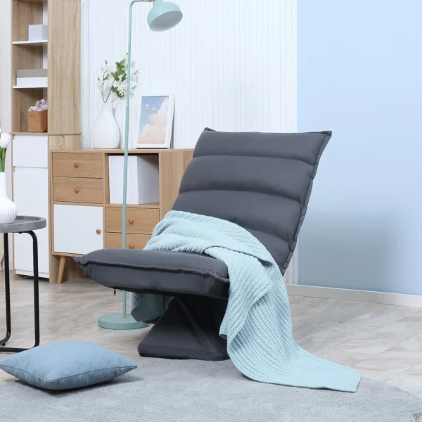 Relaxstoel vloersofa 360° draaibaar met 5 traps verstelbare rugleuning, staal donkergrijs voor ontspannen zitten 2