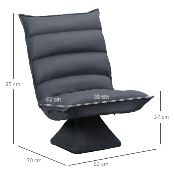 Relaxstoel vloersofa 360° draaibaar met 5 traps verstelbare rugleuning, staal donkergrijs voor ontspannen zitten 4