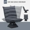 Relaxstoel vloersofa 360° draaibaar met 5 traps verstelbare rugleuning, staal donkergrijs voor ontspannen zitten 6