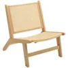 Relaxstoel zonder armleuningen, stoel met rotan rugleuning, houten frame, leesstoel voor woonkamer slaapkamer natuurhout 1