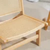Relaxstoel zonder armleuningen, stoel met rotan rugleuning, houten frame, leesstoel voor woonkamer slaapkamer natuurhout 10