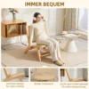 Relaxstoel zonder armleuningen, stoel met rotan rugleuning, houten frame, leesstoel voor woonkamer slaapkamer natuurhout 7