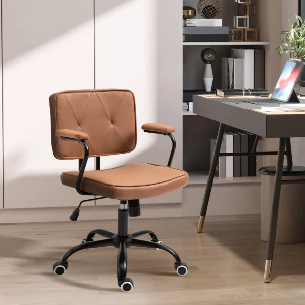 Retro bureaustoel, in hoogte verstelbaar, bureaustoel met kantelfunctie tot 120 kg voor thuiskantoor & studeerkamer 2