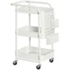 Rolwagen met laden 3 verdiepingen keukenrek op wielen voor keuken & kantoor, staal wit 51,5x32x75,6cm 1