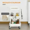 Rolwagen met laden 3 verdiepingen keukenrek op wielen voor keuken & kantoor, staal wit 51,5x32x75,6cm 5
