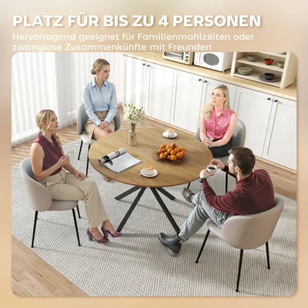 Ronde eettafel voor 4 personen, Ø120 keukentafel in industriële stijl met stalen poten, voor eetkamer, keuken, thuiskantoor, eik 6