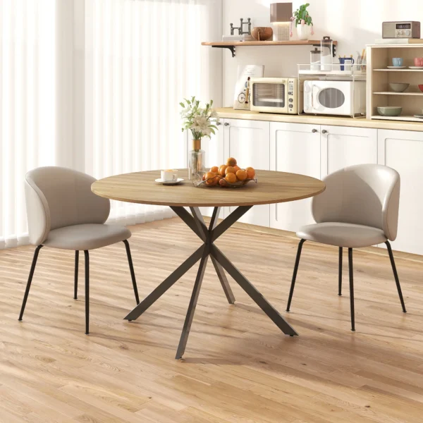 Ronde eettafel voor 4 personen, Ø120 keukentafel in industriële stijl met stalen poten, voor eetkamer, keuken, thuiskantoor, eik 8