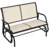 Schommelstoel 2 zits tuinbank tuinschommel zitbank parkbank metaal tuinmeubelen zwart+beige 120 x 70 x 85 cm 1
