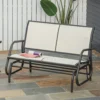 Schommelstoel 2 zits tuinbank tuinschommel zitbank parkbank metaal tuinmeubelen zwart+beige 120 x 70 x 85 cm 2