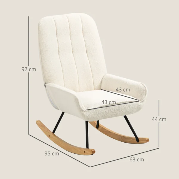 Schommelstoel comfortabele schommelstoel met sherpa vlies voor slaapkamer & kinderkamer tot 150 kg 63x95x97 cm 4