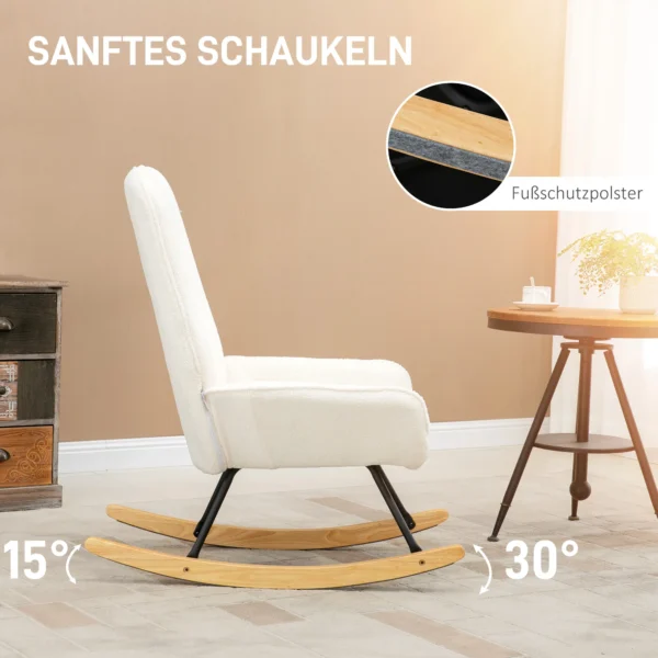 Schommelstoel comfortabele schommelstoel met sherpa vlies voor slaapkamer & kinderkamer tot 150 kg 63x95x97 cm 5