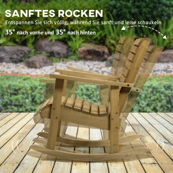 Schommelstoel met armleuning, tuinstoel relaxstoel voor balkon & terras, belastbaar tot 130 kg, lichtbruin sparrenhout 6