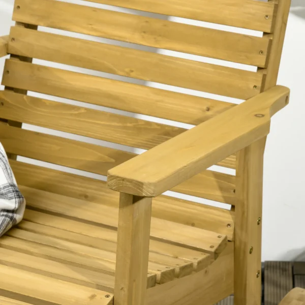 Schommelstoel met armleuning, tuinstoel relaxstoel voor balkon & terras, belastbaar tot 130 kg, lichtbruin sparrenhout 8