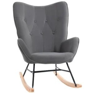 Schommelstoel met stalen frame, gestoffeerde lounge stoel, fluweelachtig polyester, comfortabele zitplaats voor woonkamer 1