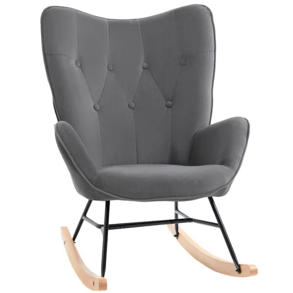 Schommelstoel met stalen frame, gestoffeerde lounge stoel, fluweelachtig polyester, comfortabele zitplaats voor woonkamer 1