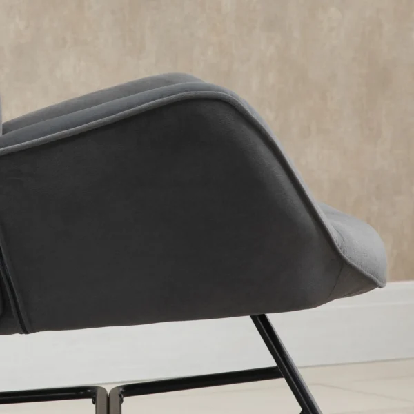 Schommelstoel met stalen frame, gestoffeerde lounge stoel, fluweelachtig polyester, comfortabele zitplaats voor woonkamer 10
