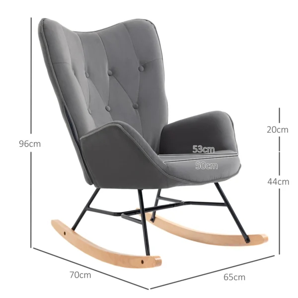 Schommelstoel met stalen frame, gestoffeerde lounge stoel, fluweelachtig polyester, comfortabele zitplaats voor woonkamer 4