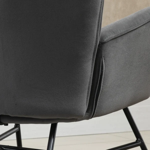 Schommelstoel met stalen frame, gestoffeerde lounge stoel, fluweelachtig polyester, comfortabele zitplaats voor woonkamer 9