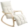 Schommelstoel schommelstoel met rugleuning, voetensteun, stoel, relaxstoel met linnenlook, schommelstoel, leesstoel voor woonkamer, slaapkamer, balkon crème wit 1