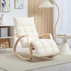 Schommelstoel schommelstoel met rugleuning, voetensteun, stoel, relaxstoel met linnenlook, schommelstoel, leesstoel voor woonkamer, slaapkamer, balkon crème wit 10