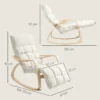 Schommelstoel schommelstoel met rugleuning, voetensteun, stoel, relaxstoel met linnenlook, schommelstoel, leesstoel voor woonkamer, slaapkamer, balkon crème wit 4