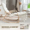Schommelstoel schommelstoel met rugleuning, voetensteun, stoel, relaxstoel met linnenlook, schommelstoel, leesstoel voor woonkamer, slaapkamer, balkon crème wit 6