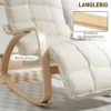 Schommelstoel schommelstoel met rugleuning, voetensteun, stoel, relaxstoel met linnenlook, schommelstoel, leesstoel voor woonkamer, slaapkamer, balkon crème wit 8