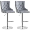 Set van 2 barkrukken draaistoelen met voetensteun, in hoogte verstelbare woonkamerstoelen met fluweel look, voor bartafel, keuken, lichtgrijs, 46 x 55 x 102 123 cm 1