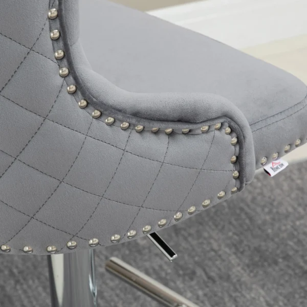 Set van 2 barkrukken draaistoelen met voetensteun, in hoogte verstelbare woonkamerstoelen met fluweel look, voor bartafel, keuken, lichtgrijs, 46 x 55 x 102 123 cm 10