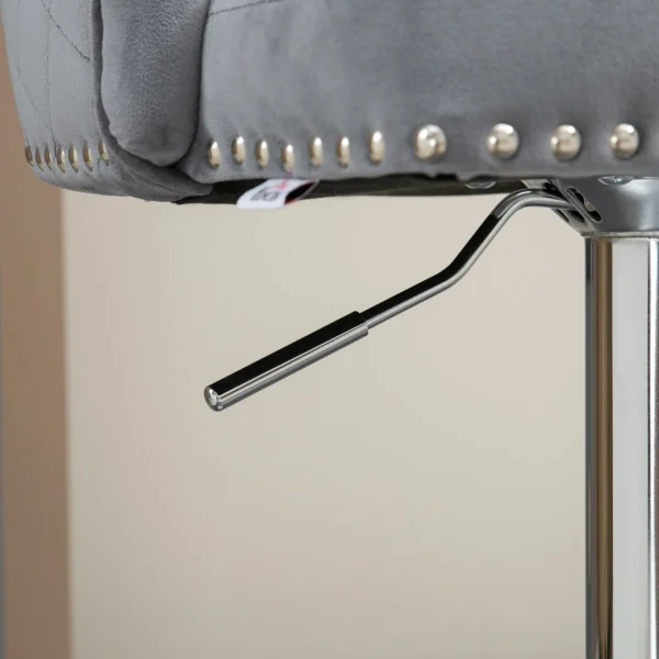 Set van 2 barkrukken draaistoelen met voetensteun, in hoogte verstelbare woonkamerstoelen met fluweel look, voor bartafel, keuken, lichtgrijs, 46 x 55 x 102 123 cm 9