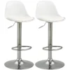 Set van 2 barkrukken draaistoelen tot 120kg met rugleuning in hoogte verstelbaar voor bartafel in wit kunstleer en staal 40x42x82 104 cm 1