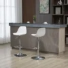 Set van 2 barkrukken draaistoelen tot 120kg met rugleuning in hoogte verstelbaar voor bartafel in wit kunstleer en staal 40x42x82 104 cm 2