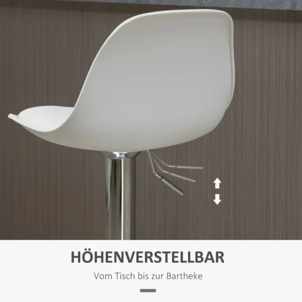 Set van 2 barkrukken draaistoelen tot 120kg met rugleuning in hoogte verstelbaar voor bartafel in wit kunstleer en staal 40x42x82 104 cm 6