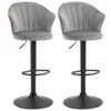 Set van 2 draaibare barkrukken met rugleuning, hoogte verstelbaar, fluweel touch, grijs, armloos, 51,5x57,5x93 114,5cm voor keuken & bar 1