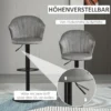 Set van 2 draaibare barkrukken met rugleuning, hoogte verstelbaar, fluweel touch, grijs, armloos, 51,5x57,5x93 114,5cm voor keuken & bar 5