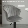 Set van 2 draaibare barkrukken met rugleuning, hoogte verstelbaar, fluweel touch, grijs, armloos, 51,5x57,5x93 114,5cm voor keuken & bar 7